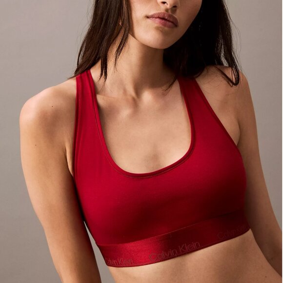 Calvin Klein Other - NEW CALVIN KLEIN Juneberry Red Icon Cotton Modal Holiday Shine Bralette L